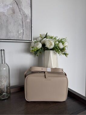 Neutral Beige Leather Crossbody Bag